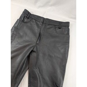 Open Road Heavy Leather Black Motorcycle Pants Straight Leg 36x35 Tall Thick